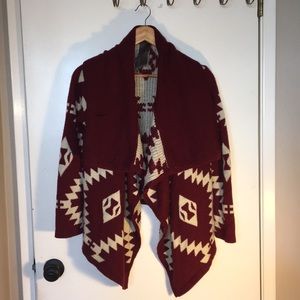Red tribal print cardigan